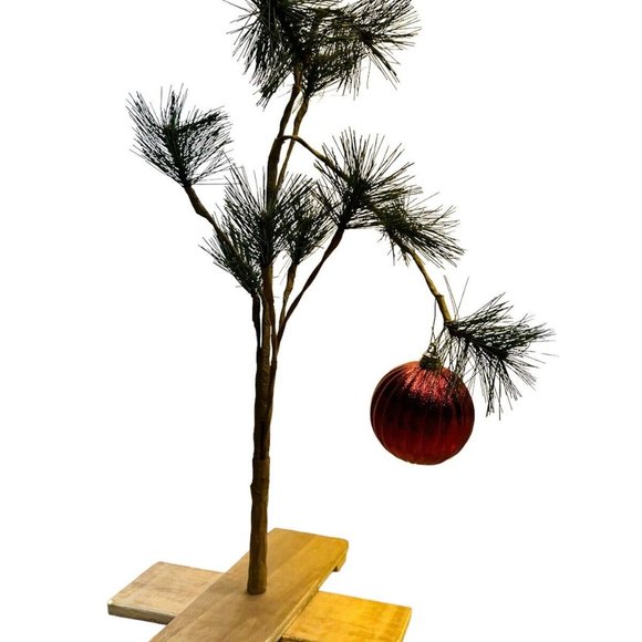 Charlie Brown Christmas Tree with Red Ornament 18 In Tall - Picture 7 of 14